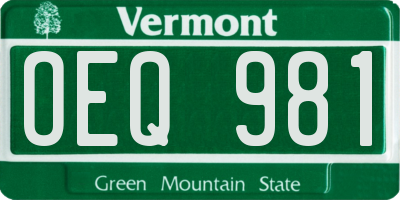 VT license plate OEQ981