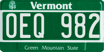 VT license plate OEQ982