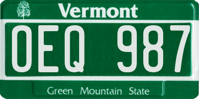VT license plate OEQ987