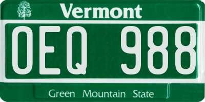 VT license plate OEQ988