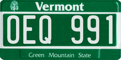 VT license plate OEQ991