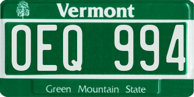VT license plate OEQ994