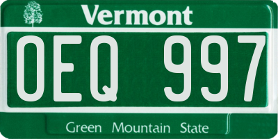 VT license plate OEQ997