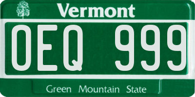 VT license plate OEQ999