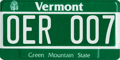VT license plate OER007