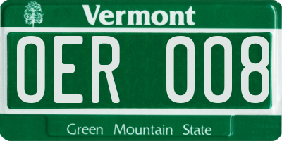 VT license plate OER008