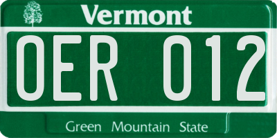 VT license plate OER012