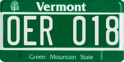 VT license plate OER018