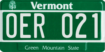 VT license plate OER021