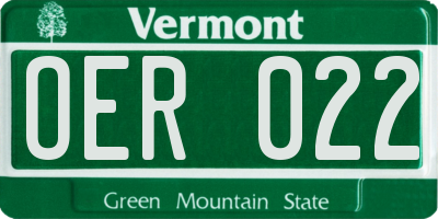 VT license plate OER022