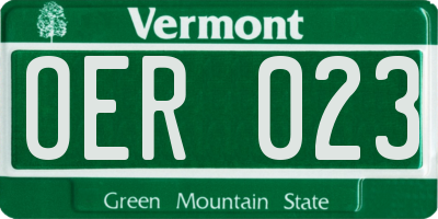 VT license plate OER023