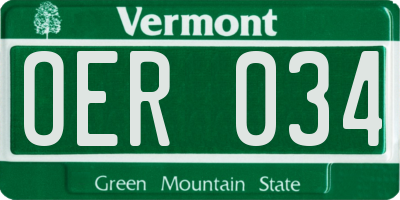 VT license plate OER034