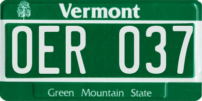 VT license plate OER037