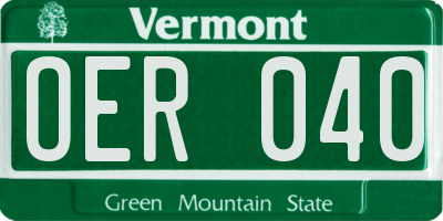 VT license plate OER040