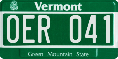 VT license plate OER041