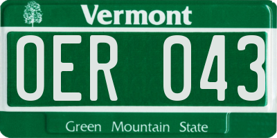 VT license plate OER043