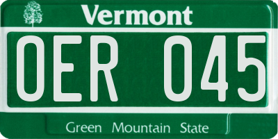 VT license plate OER045