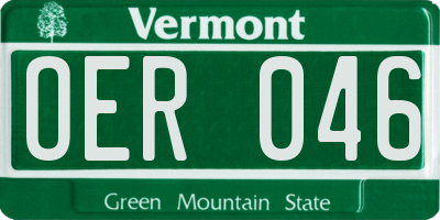 VT license plate OER046