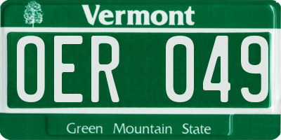 VT license plate OER049