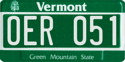 VT license plate OER051