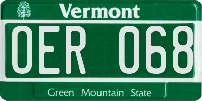 VT license plate OER068
