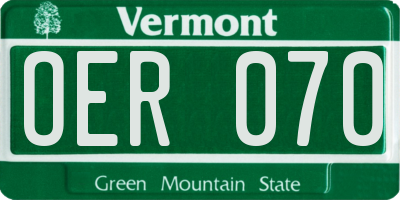VT license plate OER070