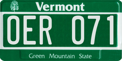 VT license plate OER071