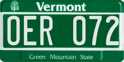 VT license plate OER072