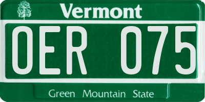 VT license plate OER075