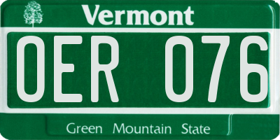 VT license plate OER076