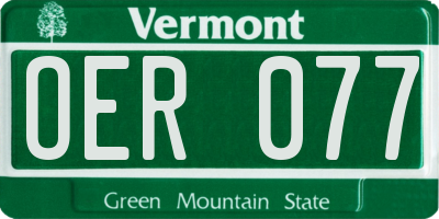 VT license plate OER077