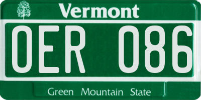 VT license plate OER086