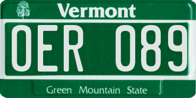 VT license plate OER089