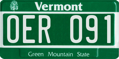 VT license plate OER091