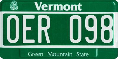 VT license plate OER098