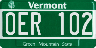 VT license plate OER102