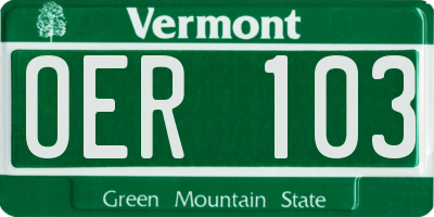VT license plate OER103