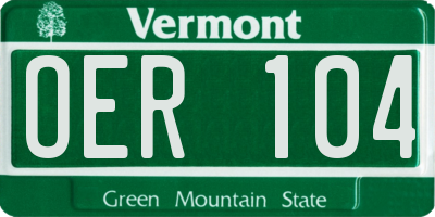 VT license plate OER104