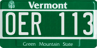 VT license plate OER113
