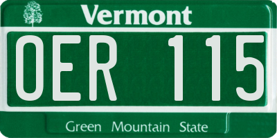 VT license plate OER115