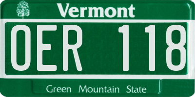 VT license plate OER118