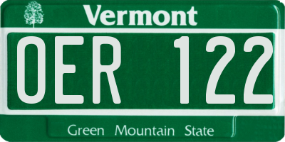 VT license plate OER122