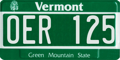 VT license plate OER125