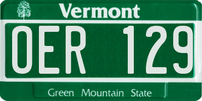 VT license plate OER129