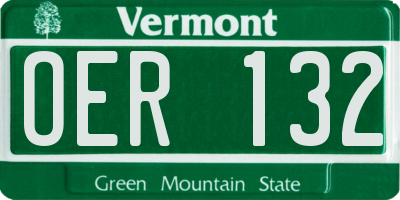 VT license plate OER132