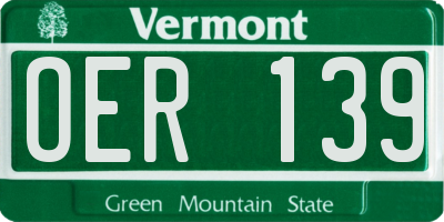 VT license plate OER139