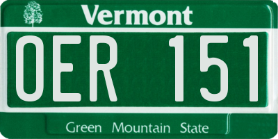 VT license plate OER151