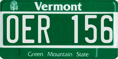 VT license plate OER156