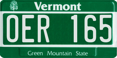 VT license plate OER165