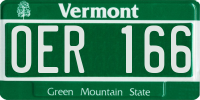 VT license plate OER166